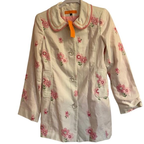 Cynthia Steffe Womens M Floral Embroidered Jacket Cream Pink NWT - Picture 3 of 8